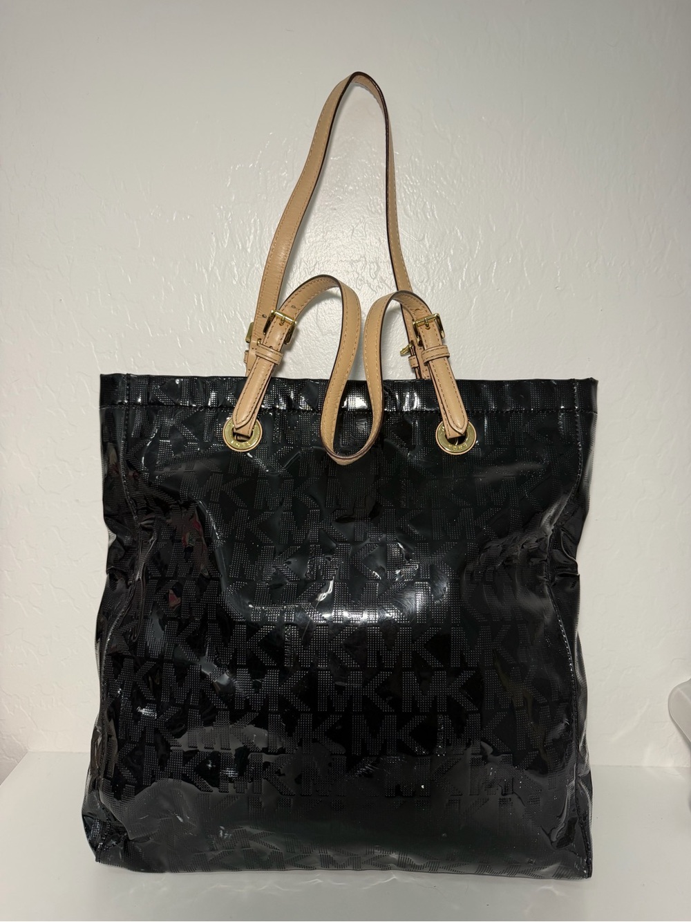 Michael Kors Black Patent Leather Tote Bag